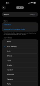 Text tone settings on iPhone