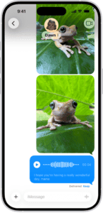 A Messages conversation with an audio message.