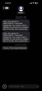A message conversation on iPhone with (+) button highlighted
