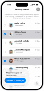 Recovering all messages deleted within two conversations.