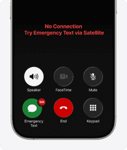If you are outside both cellular and Wi-Fi coverage, you can text emergency services via satellite.