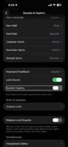 Turn off System Haptics on iPhone