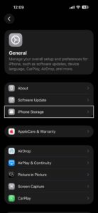 In Settings on iPhone, tap "iPhone Storage"