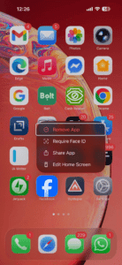 On home screen on iPhone, tap Remove App