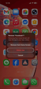 Tap Delete App in the contextual menu to delete app on iPhone