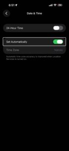 Turn on Set Automatically to fix iMessage Waiting for Activation on iPhone
