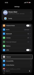 In Settings on iPhone, tap "General"