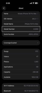 Screenshot of About page in iPhone Settings app
