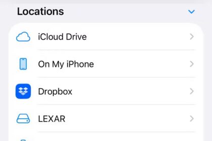 USB drive labelled LEXAR in the iPhone Files app.