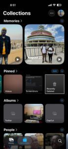 In Photos app on iPhone, tap Recently Deleted