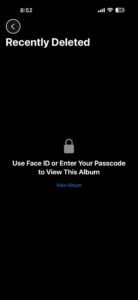Tap View Album to see recently deleted photos on iPhone