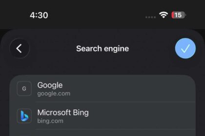 google chrome search engine settings on iPhone