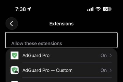 Safari extensions in iPhone settings app