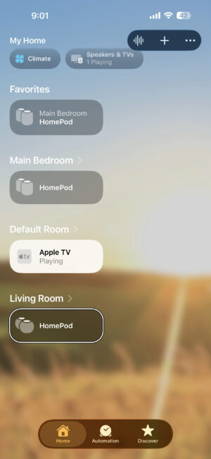 Screenshot showing home app on iPhone