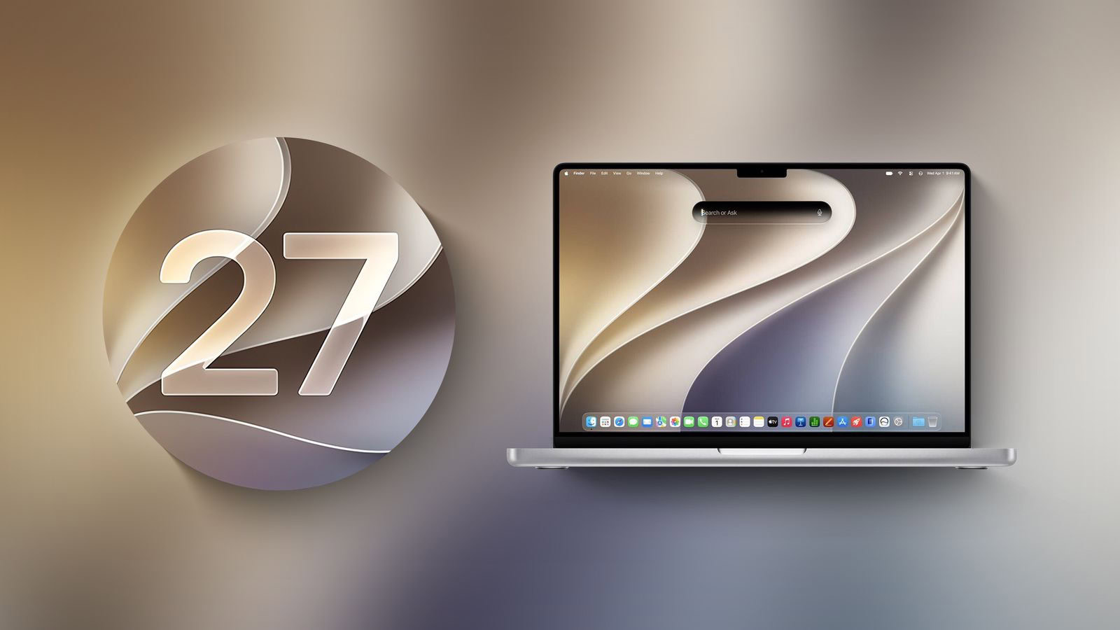 macOS 27 next to MacBook Pro Running macOS 27