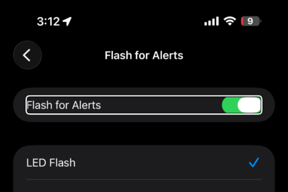 Flash for Alerts settings on iPhone