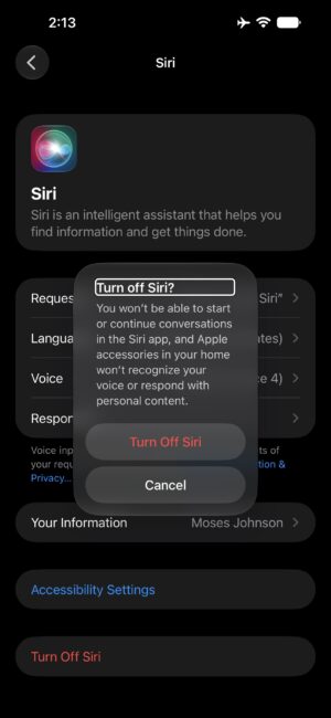 Turn off Siri in iOS 27