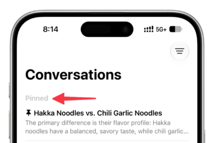 Pinned conversations in Siri app on iOS 27