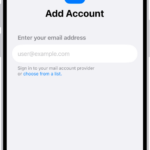 The Add Account screen with a field to enter your email address.