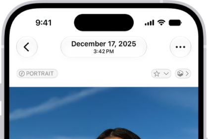 An open photo with thumbnails of other photos across the bottom of the screen. At the top left is a Back button to go back to browsing.