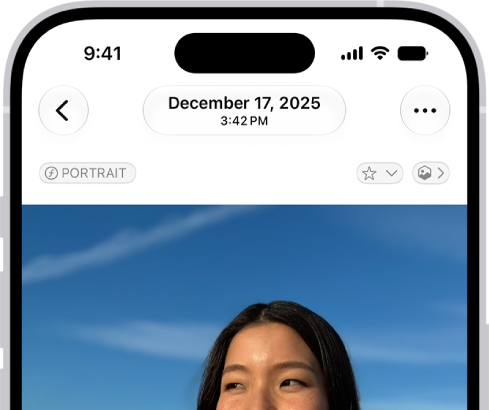 An open photo with thumbnails of other photos across the bottom of the screen. At the top left is a Back button to go back to browsing.