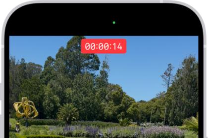 The camera frame fills the screen. At the bottom of the screen, the Shutter button moves to the right, demonstrating the movement of starting a QuickTake video.