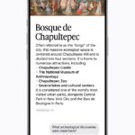 On iPhone 17 Pro, a user chats with Siri AI about Bosque de Chapultepec.