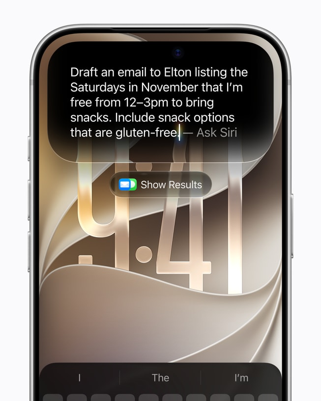 Using Siri AI to draft an email.