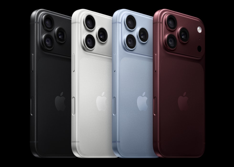 iPhone 18 Pro is displayed in black, silver, glacier, and burgundy.