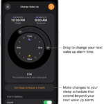 A screen for changing the next wake up alarm. The position of the ringing alarm button sets the time of the alarm.