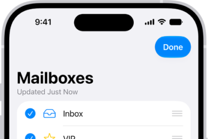 The Mailboxes edit screen. Optional Mailboxes are listed from top to bottom with a checkbox to the left of each option. At the bottom-right corner of the screen is a button labeled New Mailbox.