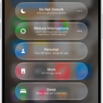 Control Center showing the Focus options, with buttons for setting the duration of the Focus options.