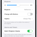 The Sounds and Haptics screen in Settings.