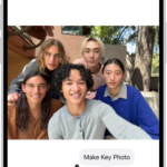 A Live Photo is open in the Photos app. Beneath the photo is the frame viewer with the Make Key Photo button active. On either end of the frame viewer are two arrows that allow you to trim the Live Photo. At the bottom of the screen are the Live, Adjust, Filters, and Crop buttons. The Live button is selected.