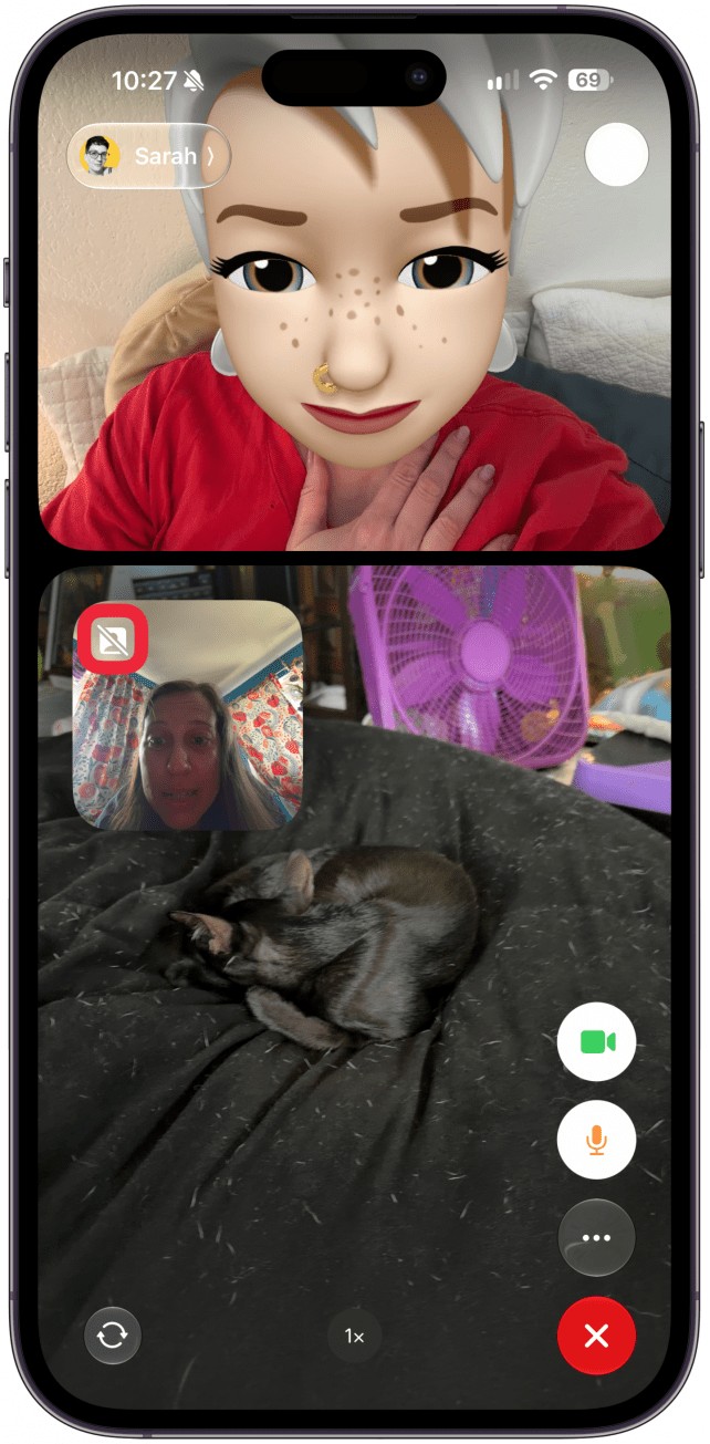 Tap the crossed out profile icon in the top left of your front camera view window.