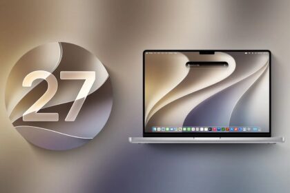 macOS 27 next to MacBook Pro Running macOS 27 Golden Gate