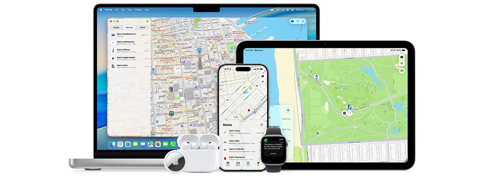 Find My app on macOS, iPadOS, iOS, watchOS, AirPods and AirTag,