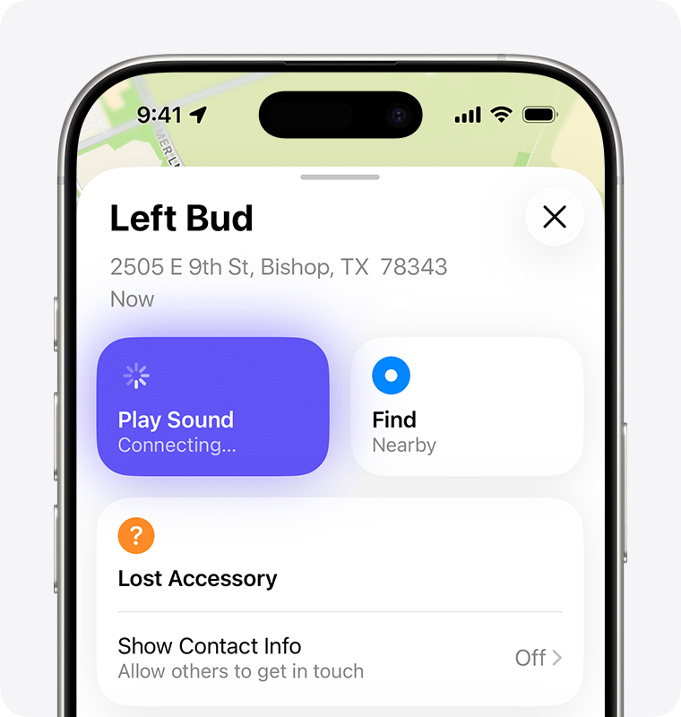 When your AirPods are nearby, tap Play Sound and listen for the series of beeps.