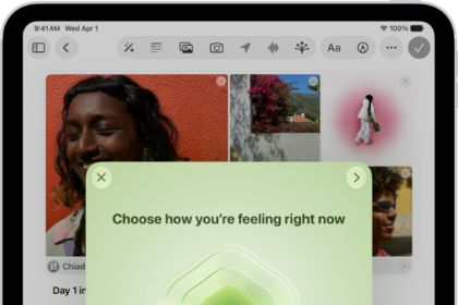 A screen in the Journal app showing a tile where you can log your state of mind.