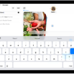 The search field in the Messages app. The search field contains a tag limiting the search to photos sent by one person and a search term.