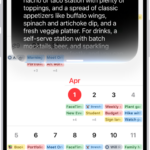 An iPhone showing Siri answering a request to plan a menu based on a calendar event.