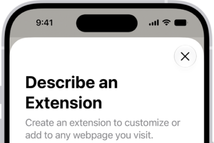 Safari window showing Describe an Extension options.