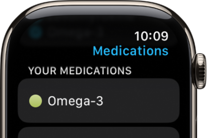 The Medications app showing a list of all medications.