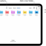 The Files app displaying multiple folders and locations named Downloads, Letters, Family, and so on. At the bottom of the screen are buttons for Recent files, Shared files, and the Browse tab.