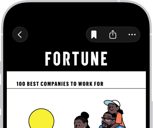 An article from Apple News. At the top-left corner of the screen is the Back button to return to business-related news. In the top-right corner are the Save, Share, and More buttons.