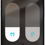 The volume screen in Control Center showing the volume level for AirPods Pro. Below the volume indicator, the Spatial Audio options are showing. The options are Off, Fixed, and Head Tracked.