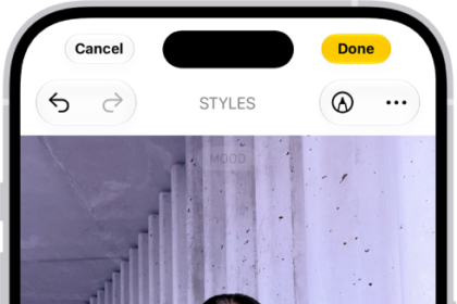 On iPhone, a photo is being edited in the Photos app. The Styles button is selected, and Luminous is selected.