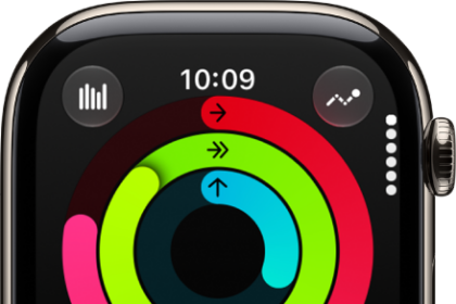 The Activity screen showing the three rings—Move, Exercise, and Stand.