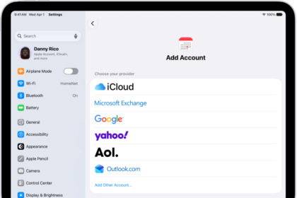 The add calendar account settings showing different calendar providers.