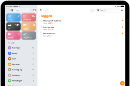 A Reminders screen showing a Smart List that contains all flagged items.